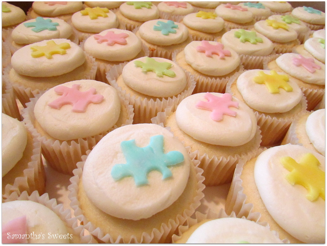 Puzzle Baby Shower Cupcakes